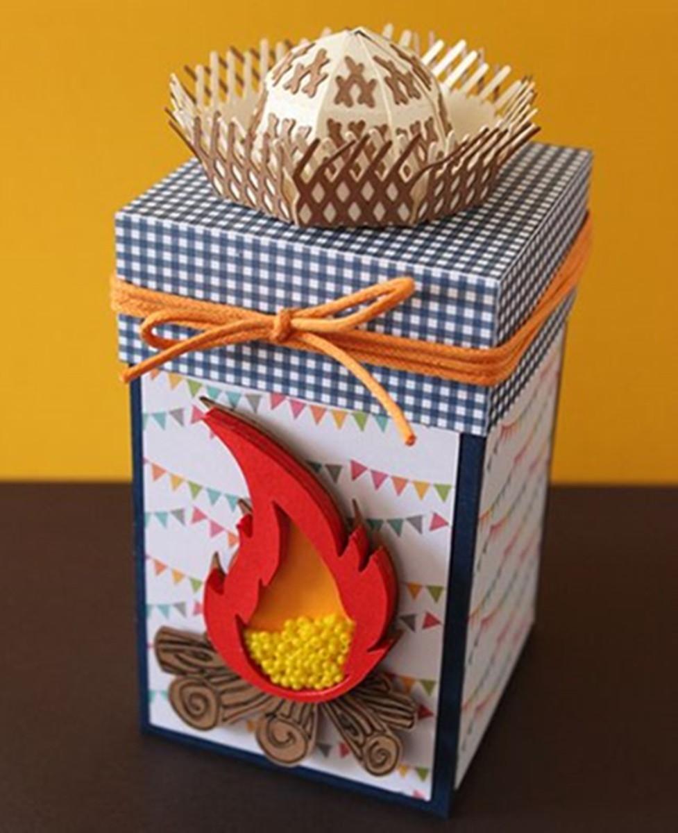 Arquivo de Corte Caixa Fogueira com Chapeu