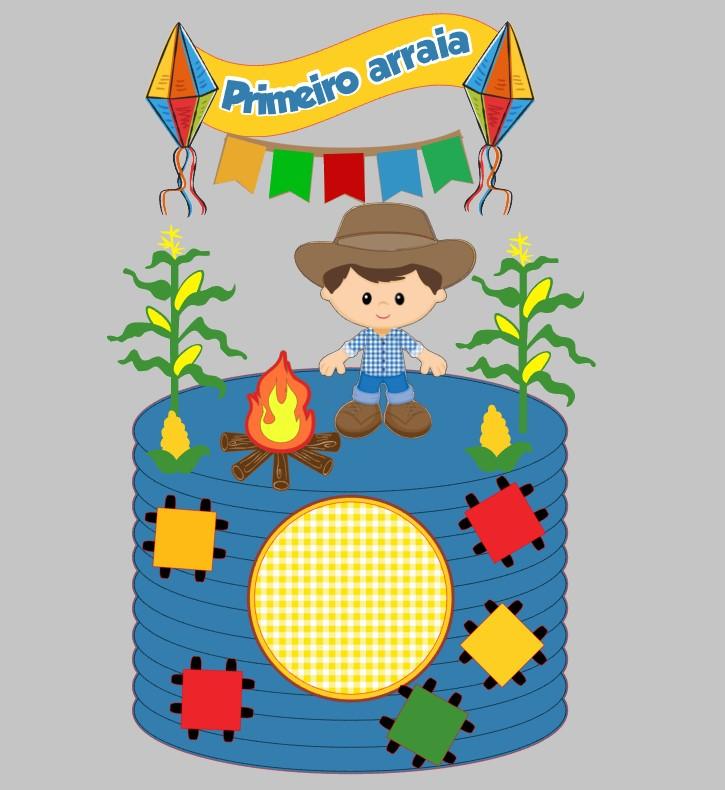 Arquivo de Corte Topo de bolo arraia menino