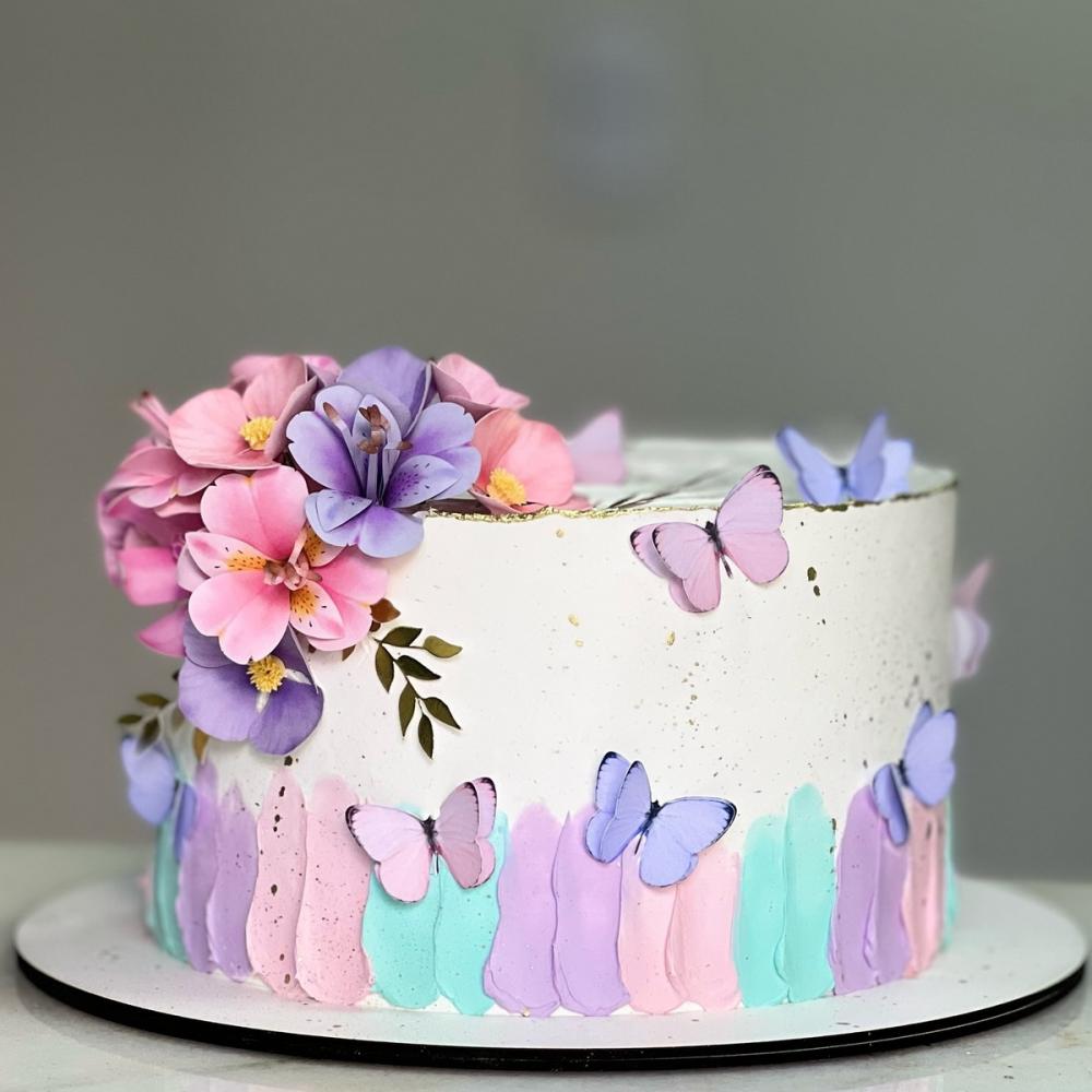 Arquivo corte topo de bolo flores realista