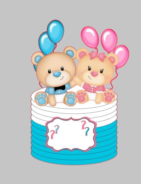 Arquivo de Corte Topo de bolo Cha revelação ursinhos