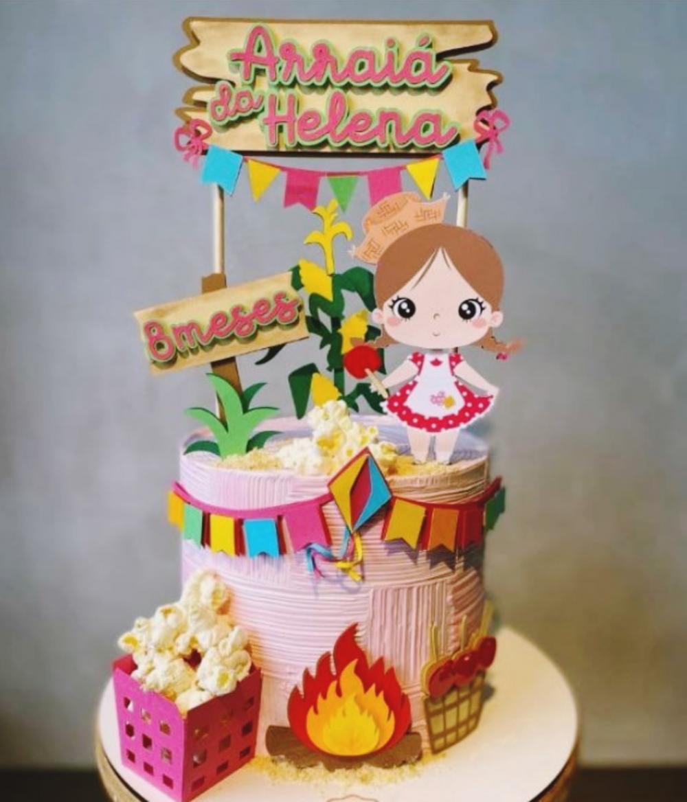 Arquivo de corte topo de bolo arraia menina