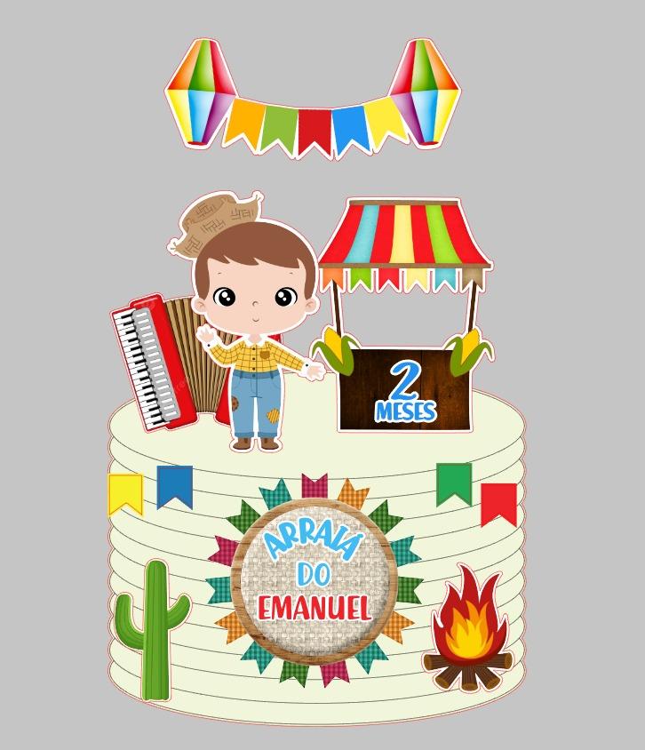 Arquivo de corte topo de bolo arraia menino