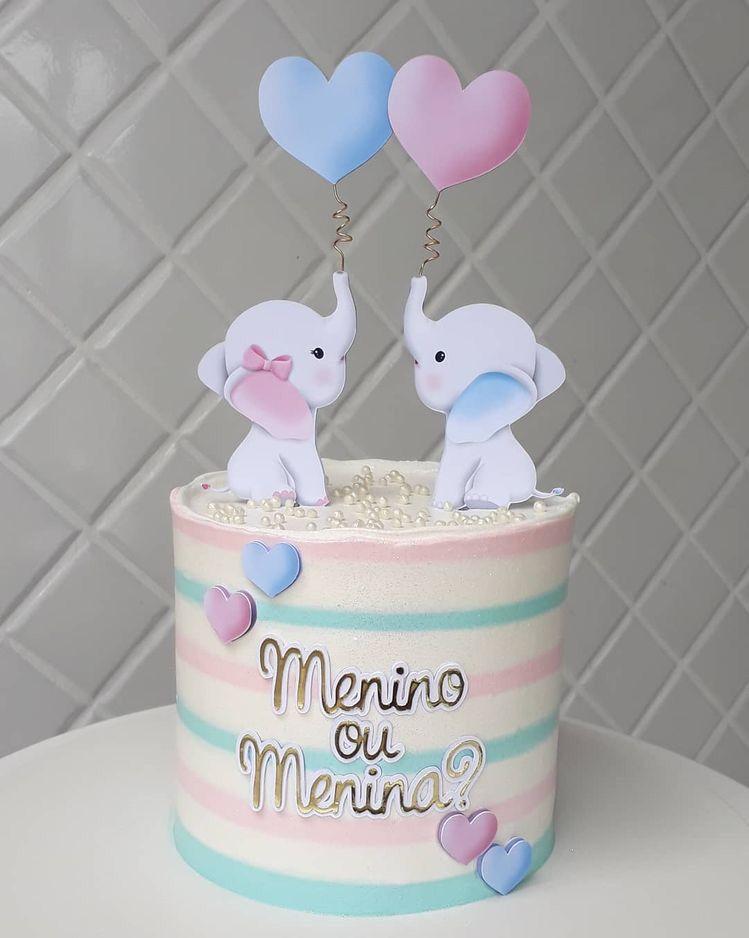 Arquivo de Corte Topo de bolo revelação elefantinhos