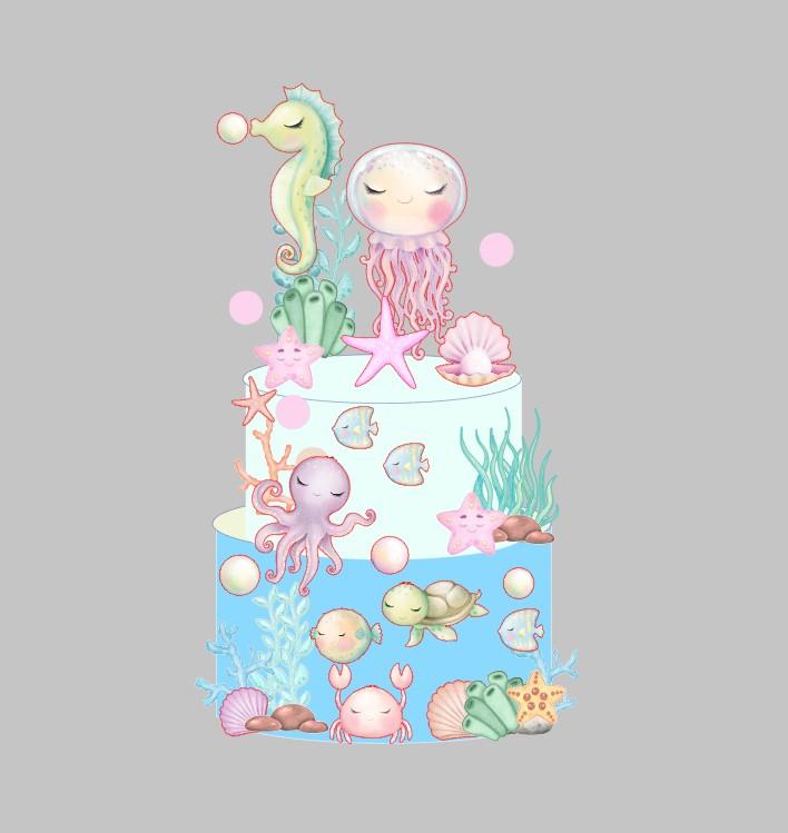 Arquivo de corte topo fundo do mar aquarela menina