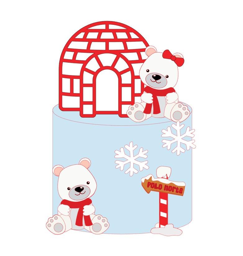 Arquivo topo de bolo  ursinho polar