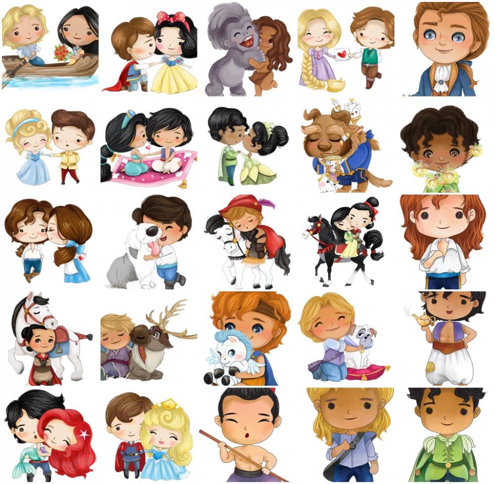 Kit digital Principes aquarela Disney cute