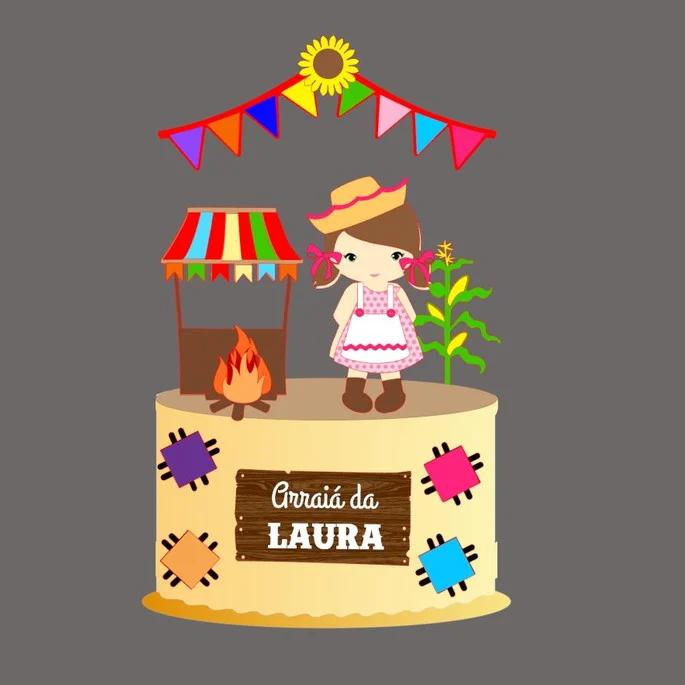 Arquivo de corte topo de bolo arraia menina