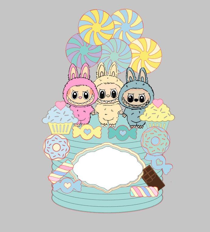 Arquivo  de corte topo de bolo Labubu