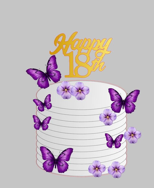 Arquivo de Corte Topo de Bolo borboletas 18 anos