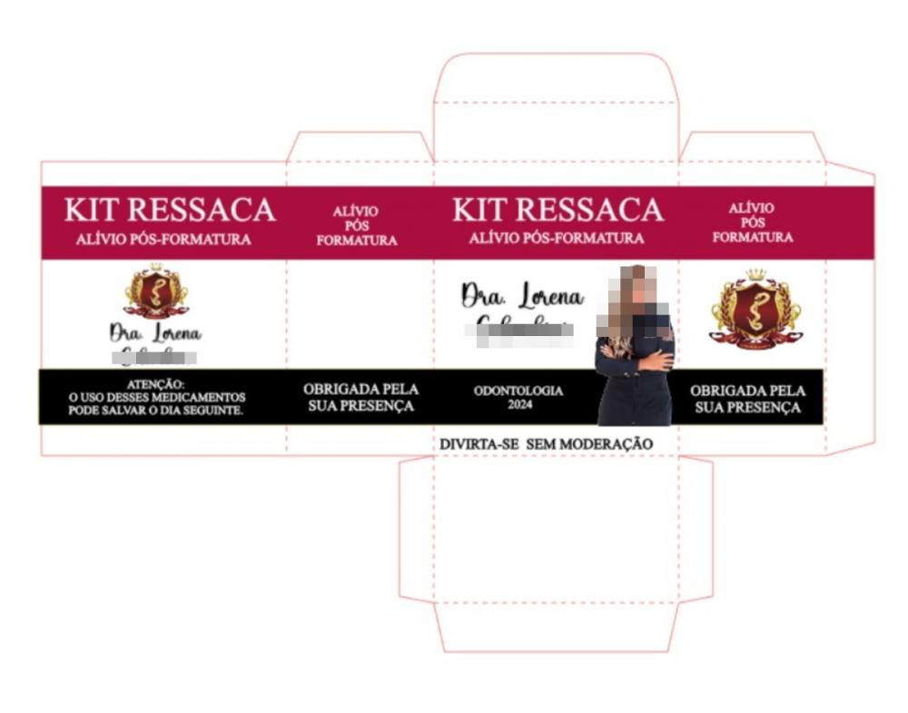 Arquivo de Corte Caixa Kit Ressaca Formatura Editável