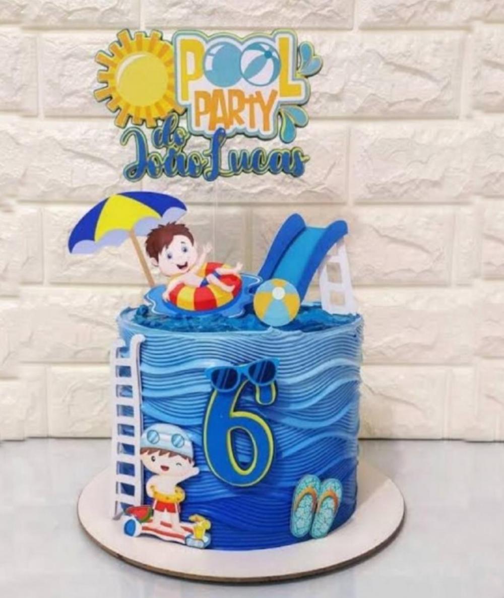Arquivo de Corte Topo de bolo Pool Party Menino