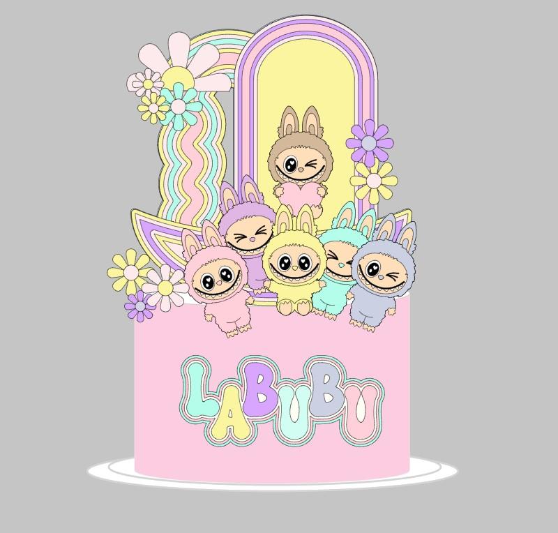 Arquivo  topo de bolo Labubu em camadas