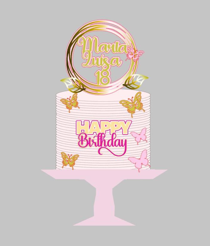 Arquivo Topo de Bolo circulo com borboletas 18 anos