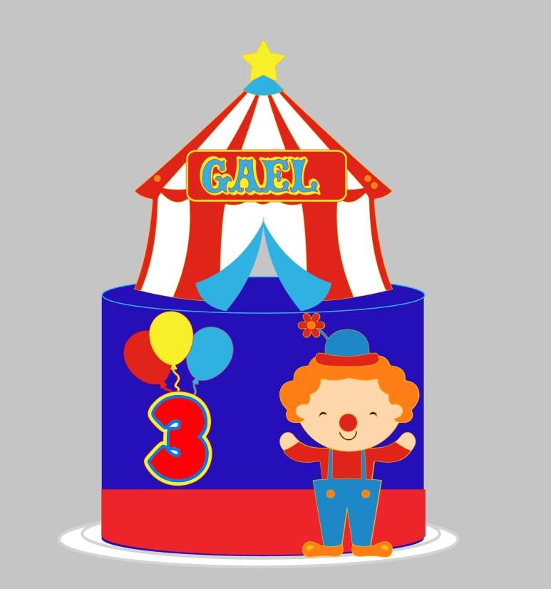 Arquivo de Corte topo de bolo palhacinho em camadas