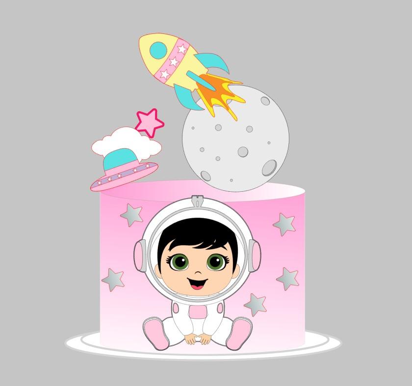 Arquivo de Corte Topo Astronauta menina em camadas