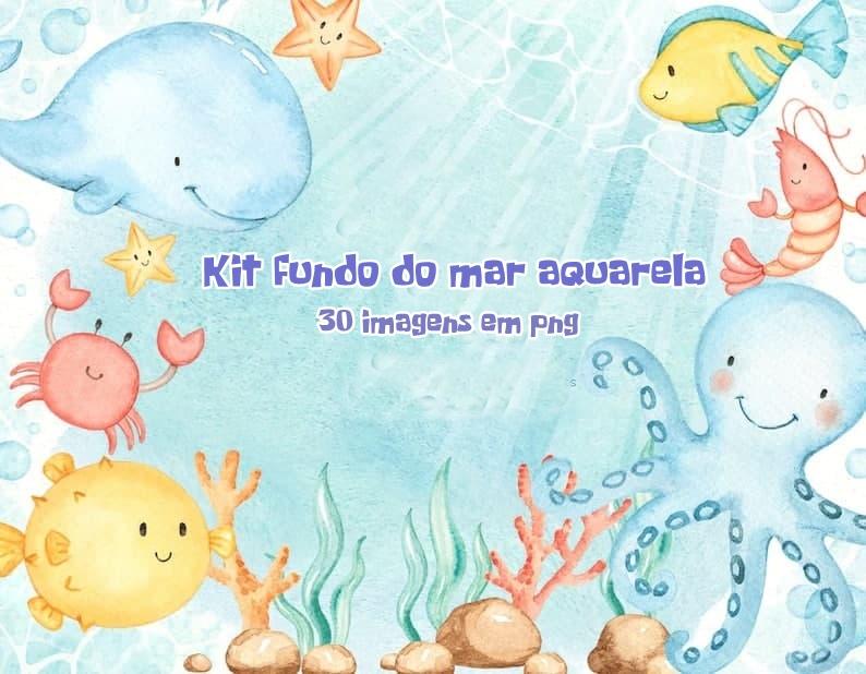 Arquivo digital kit  Fundo do Mar Aquarela