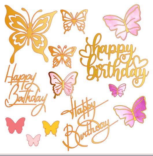 Arquivo de Corte Topo borboletas Happy Birthday