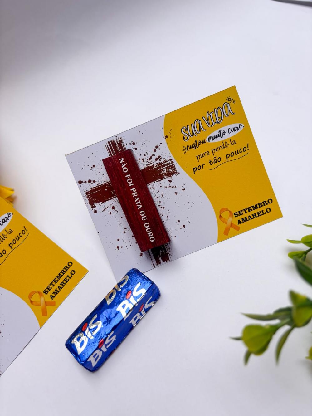 Arquivo de corte cartão batom e bis setembro amarelo