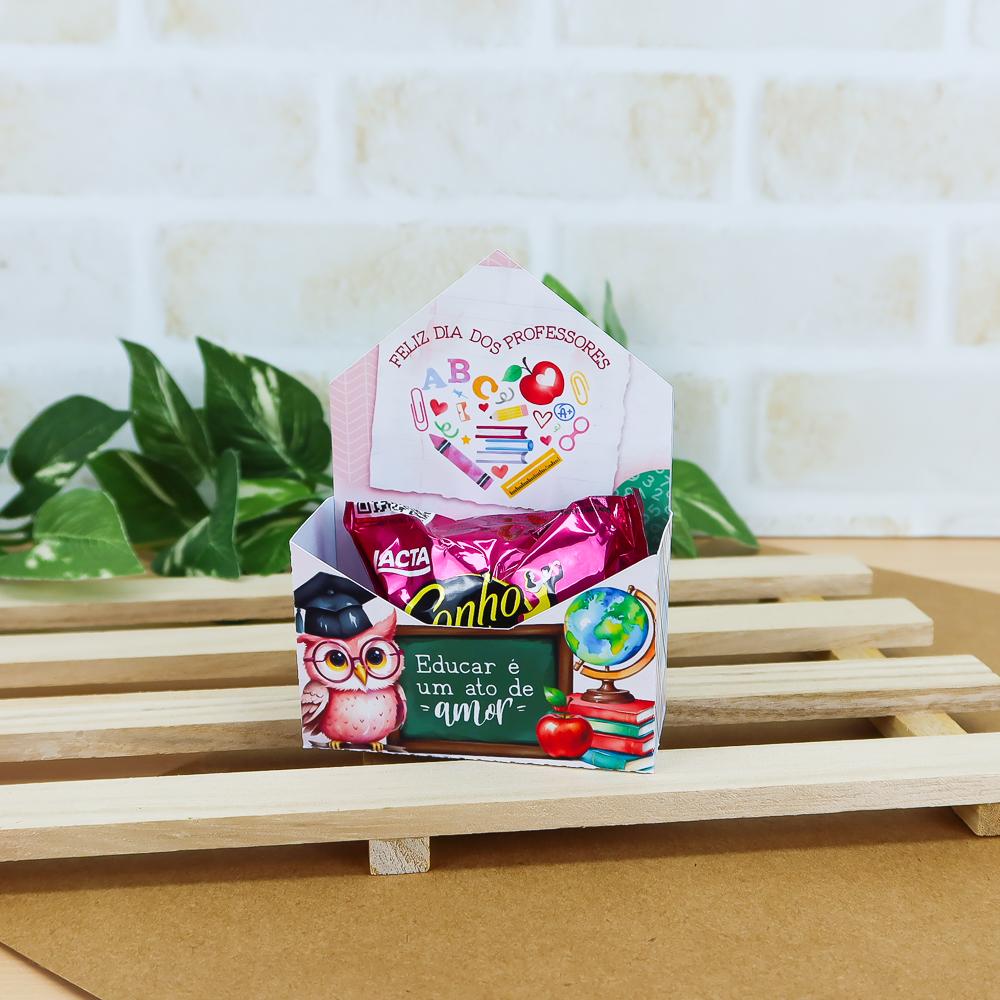 Arquivo de corte caixa envelope bombom Dia dos Professores