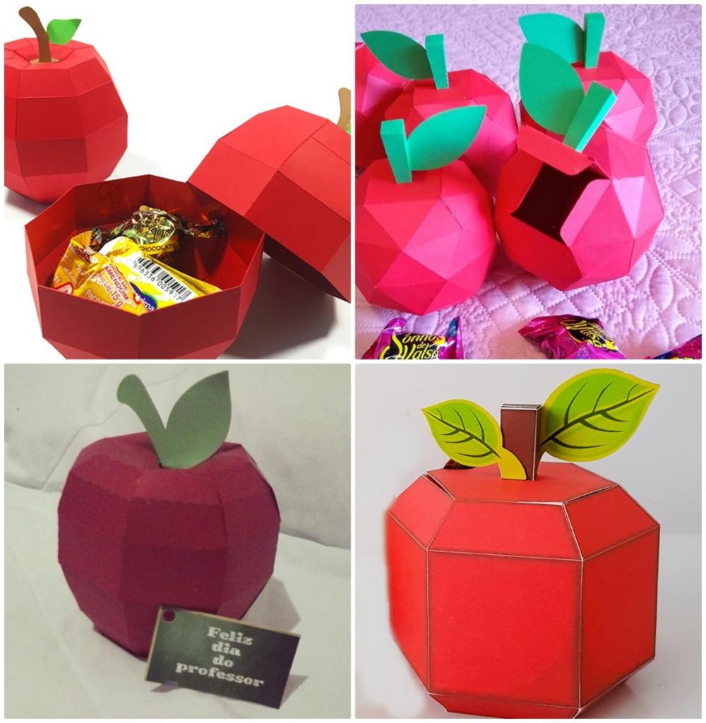Arquivos de corte 4 modelos de maça 3d dia dos professores