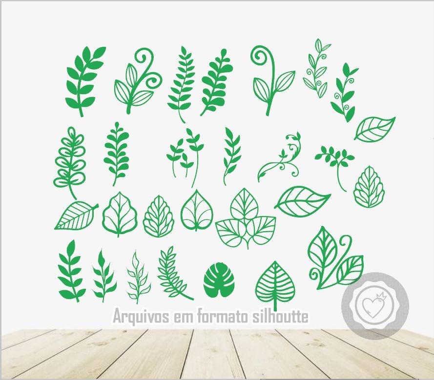 Arquivo de Corte Folhas e Galhos para Silhouette