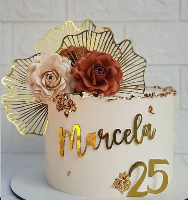 Topo de bolo Flor folha gikgos