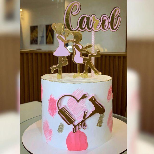 Topo de bolo salão de beleza