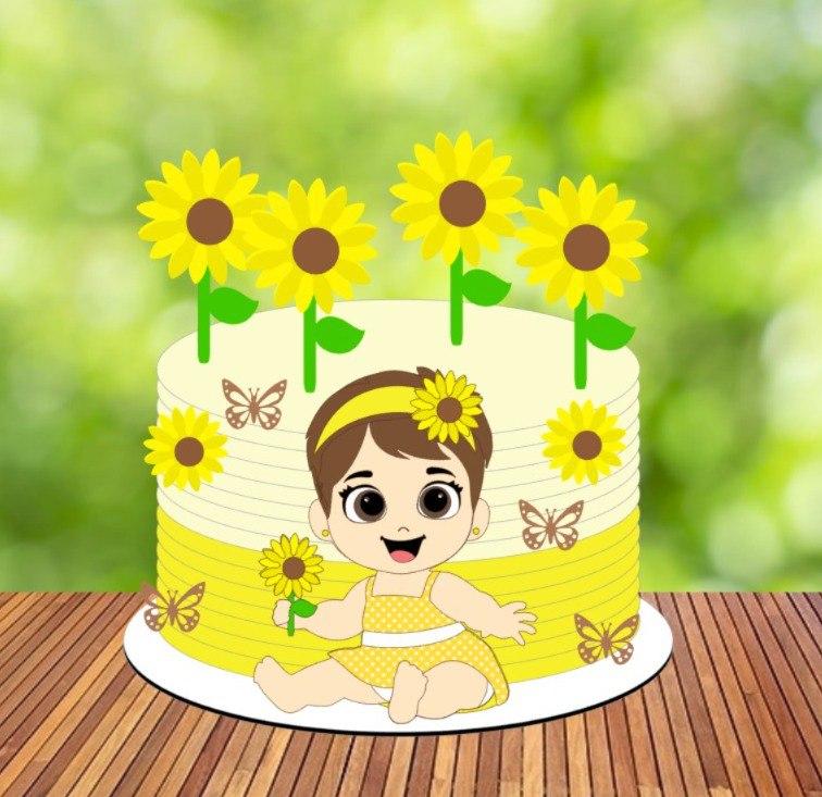 Arquivo de Corte topo de bolo margarida menina