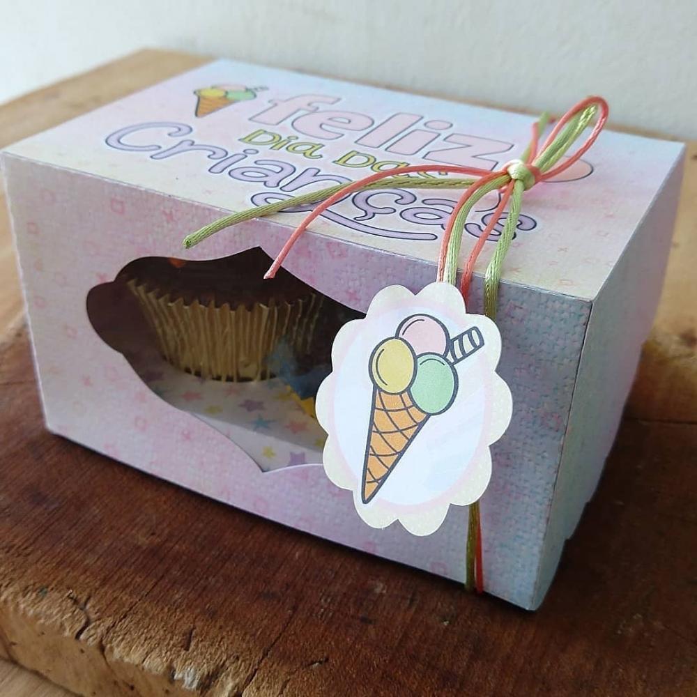 Arquivo de Corte Caixa cupcake e doces Dia das Crianças