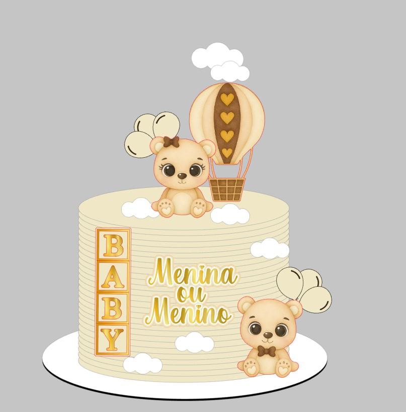 Topo de bolo chá de bebe ursinhos balão