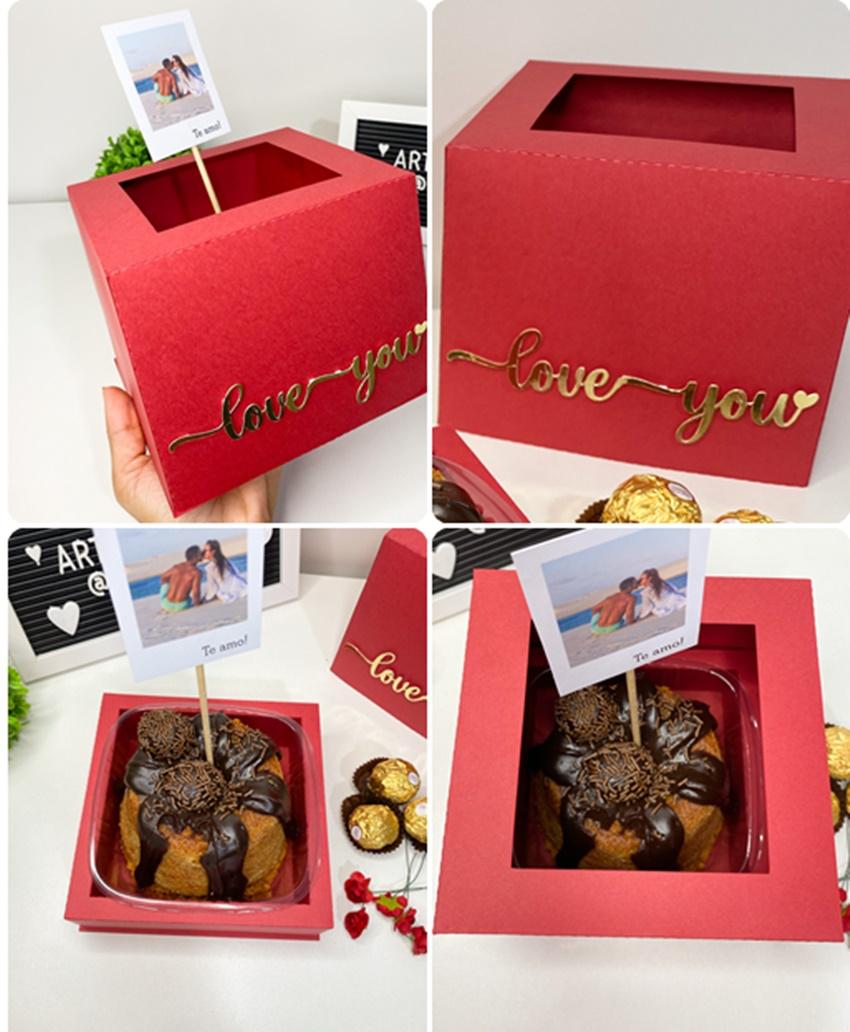 Arquivo de corte caixa mini bolo com visor