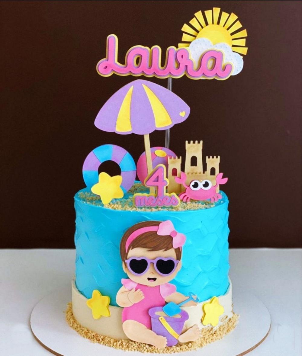 Arquivo de Corte Topo de bolo Praia menina