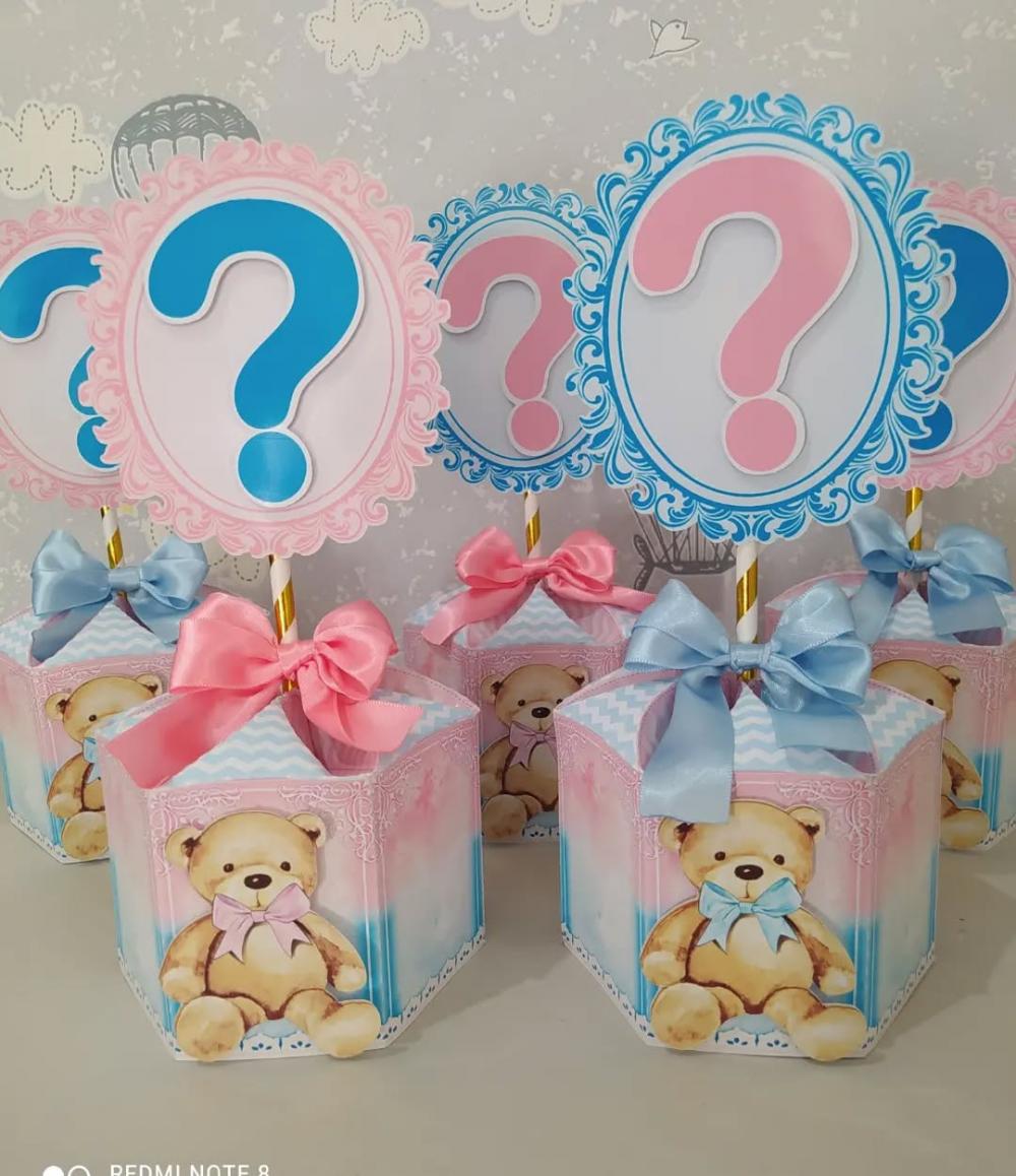 Arquivo de corte centro de mesa chá revelação ursinhos