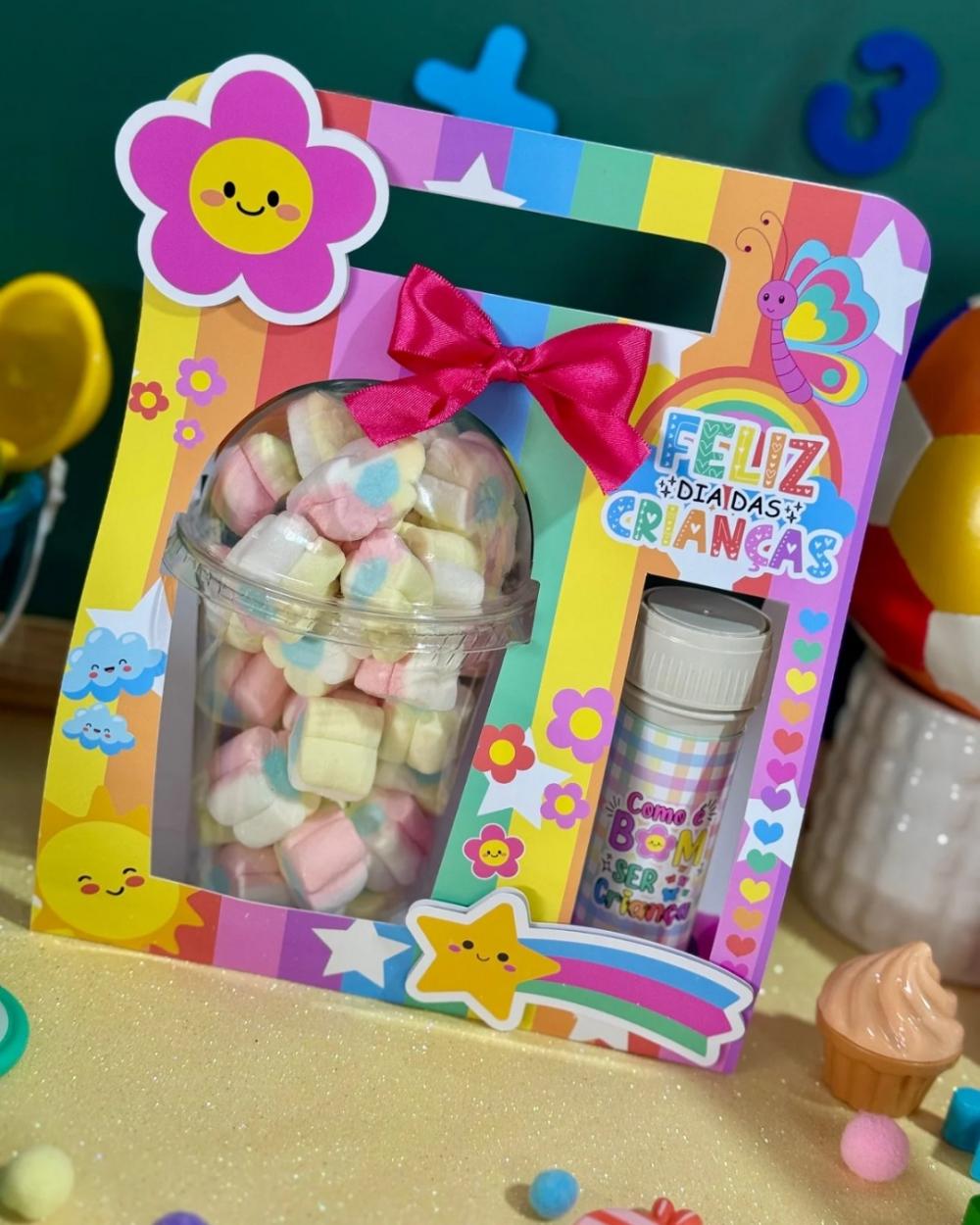 Arquivo de Corte caixa copo bolha Dia das Criança