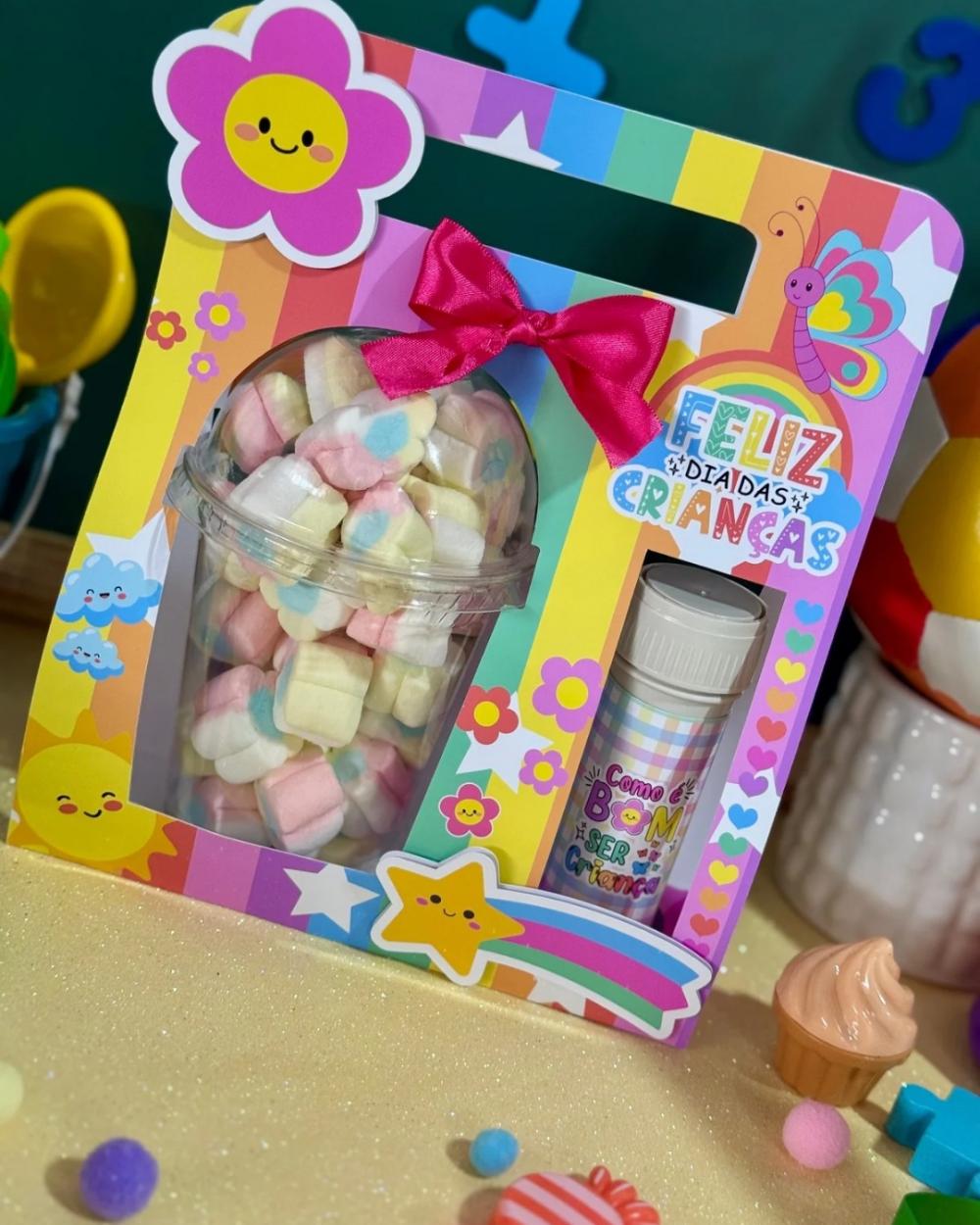 Arquivo de Corte caixa copo bolha Dia das Criança