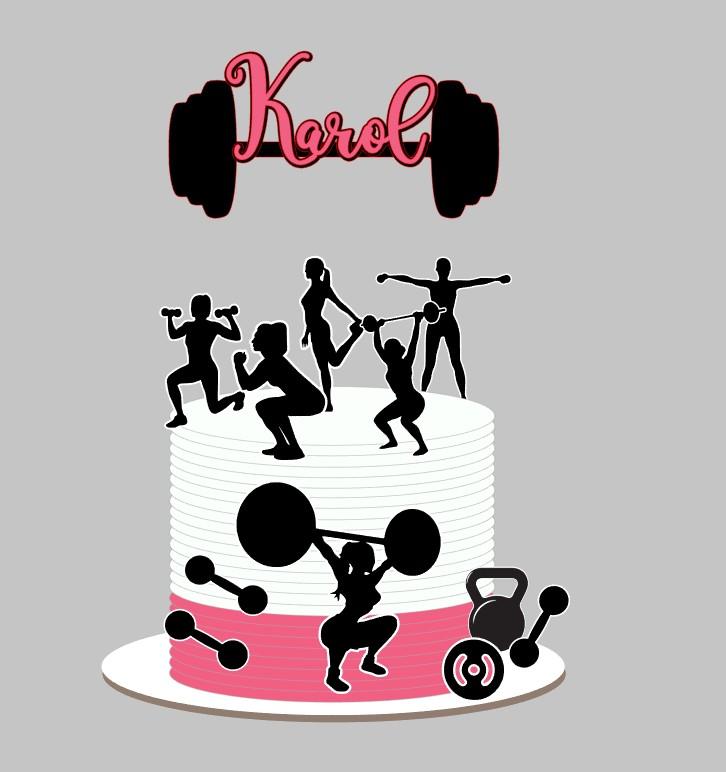 Topo de Bolo treino academia meninas