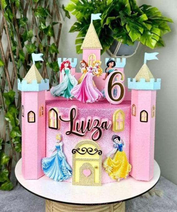 Arquivo de Corte Topo de Bolo castelo princesas 3D