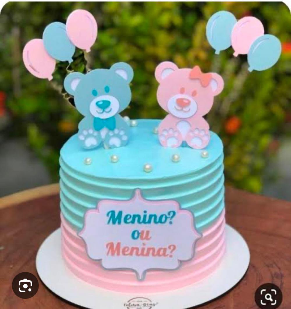 Arquivo de Corte Topo de bolo Cha revelação ursinhos