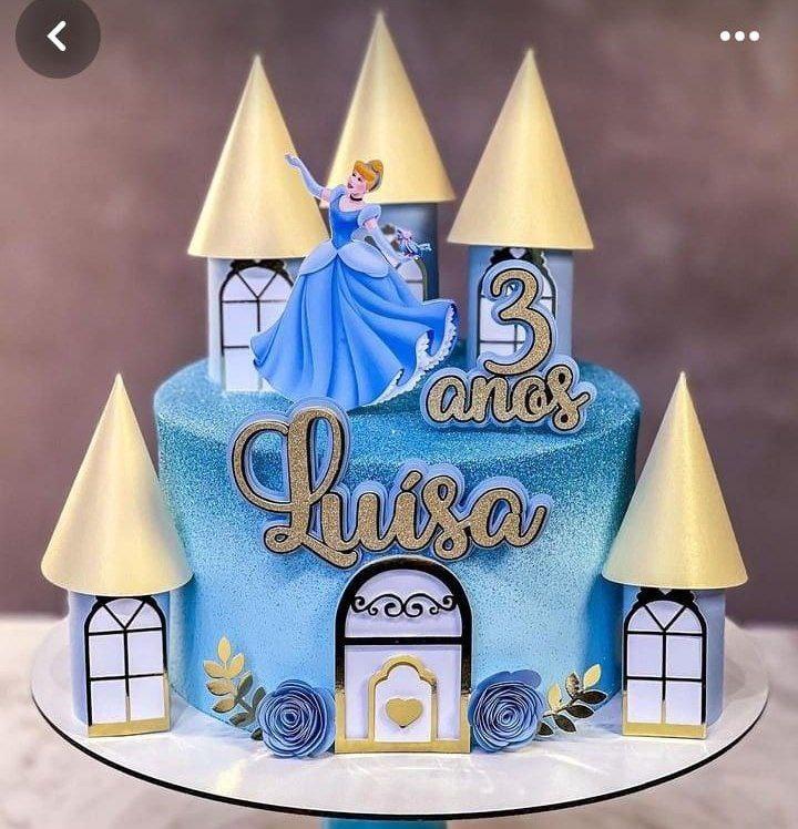 Topo de bolo castelo cinderela 3d