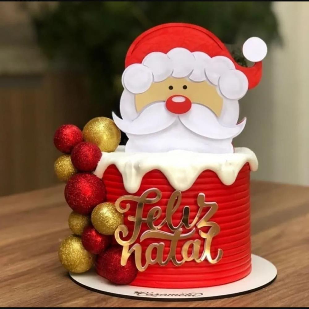 topo de bolo papai noel feliz natal