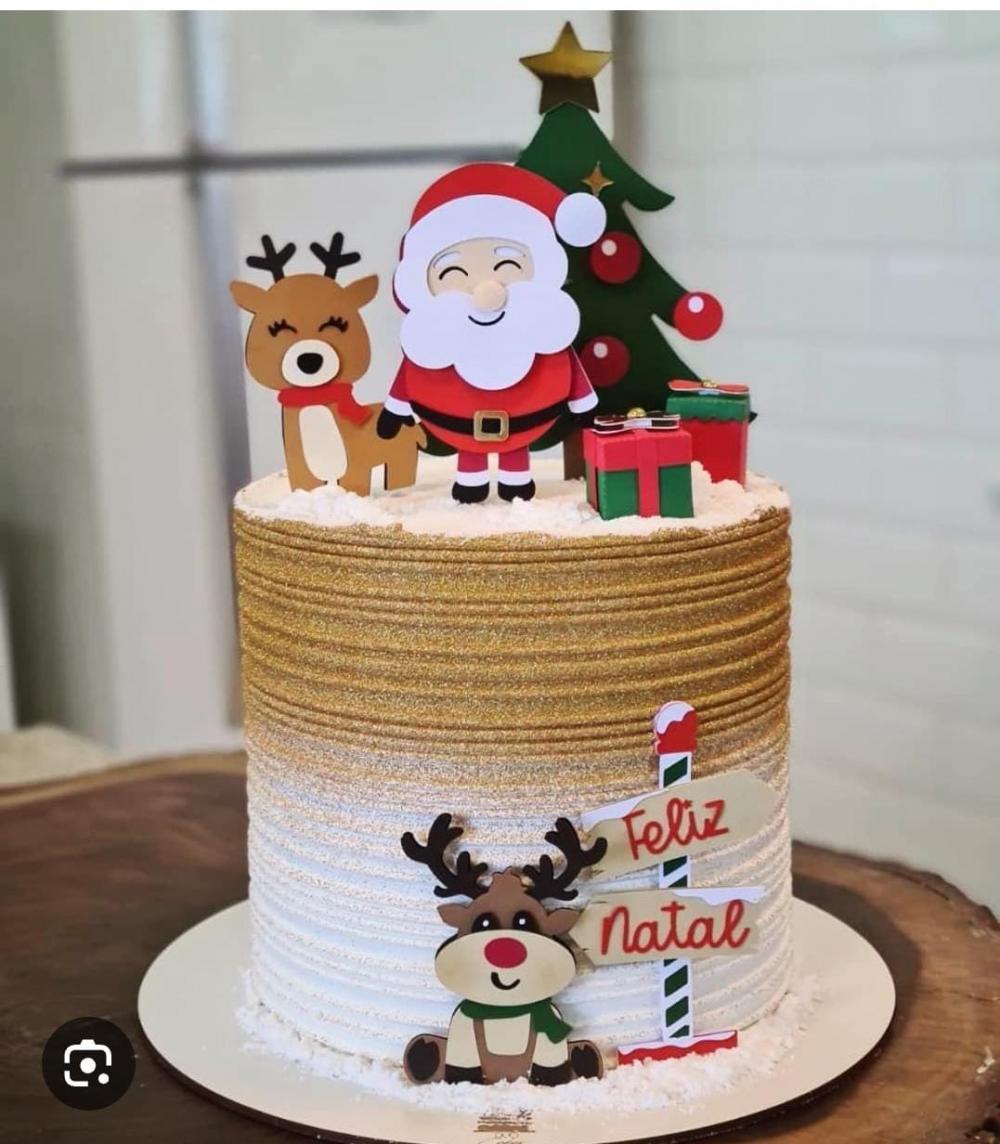 Arquivo de corte topo de bolo papai noel e renas