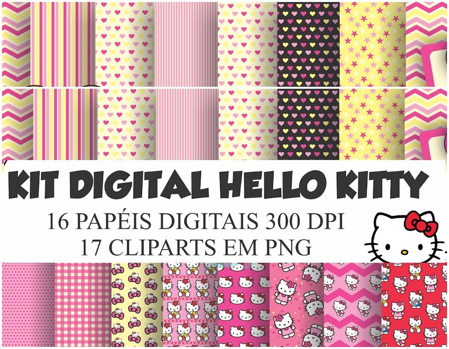 Kit digital hello kitty papeis e elementos