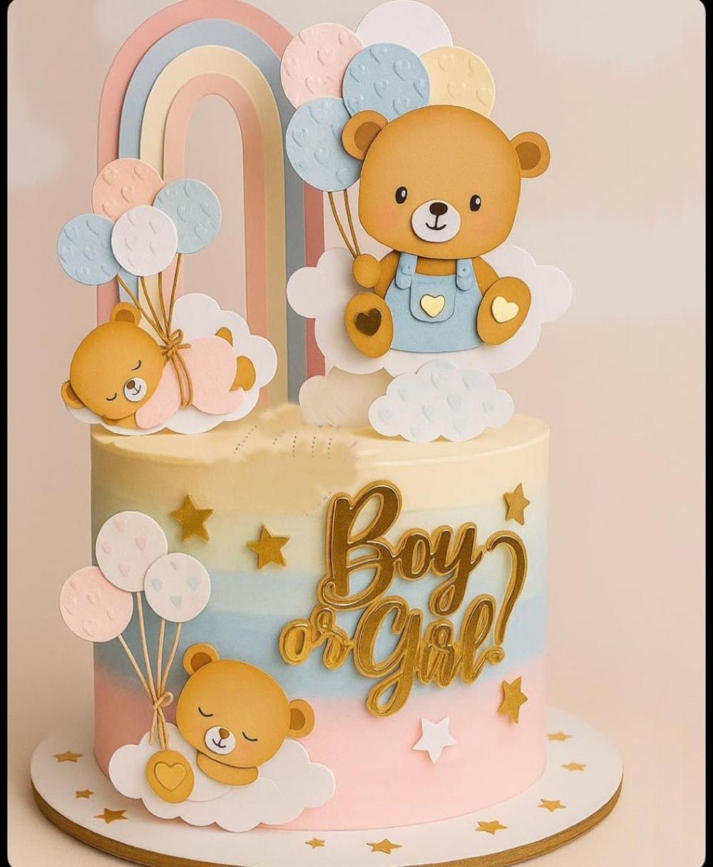 Arquivo de Corte Topo Cha revelação ursinhos arco iris