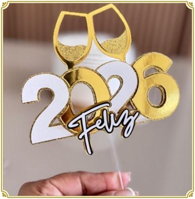 Arquivo de Corte topo de bolo feliz 2026