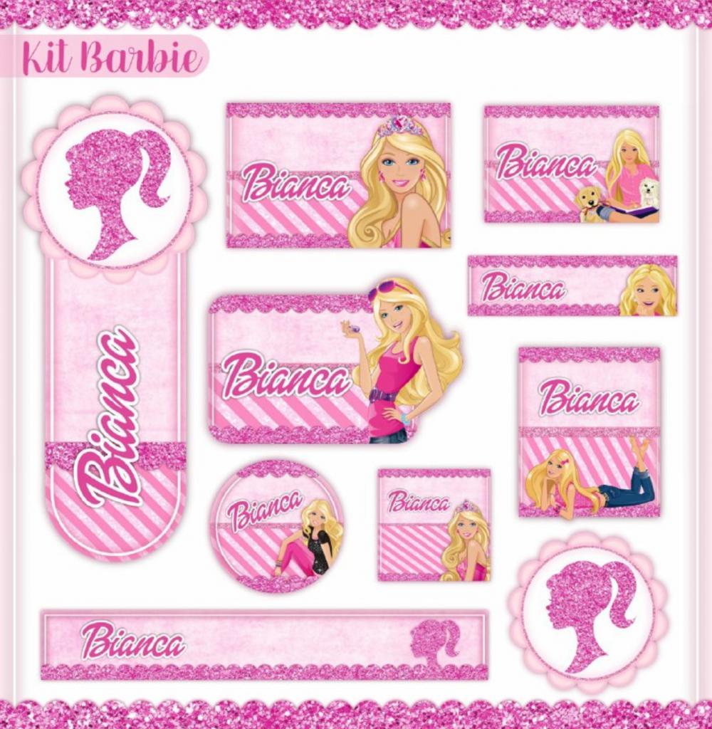Aquivos Digitais Etiquetas Escolar Barbie