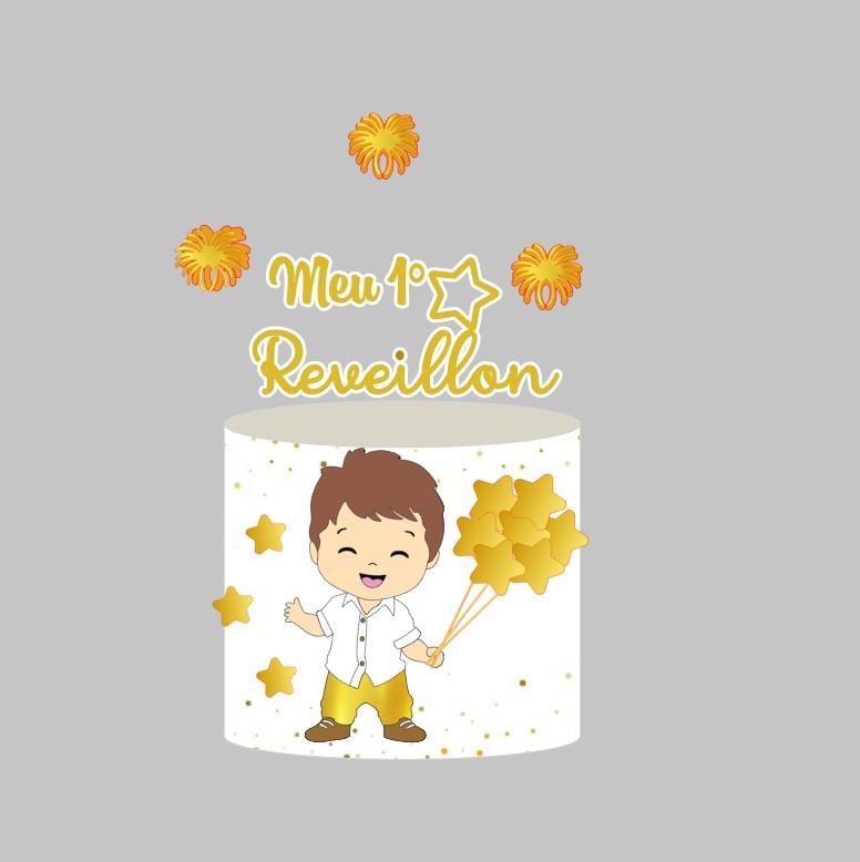 Topo de bolo MEU primeiro reveillon menino e menina