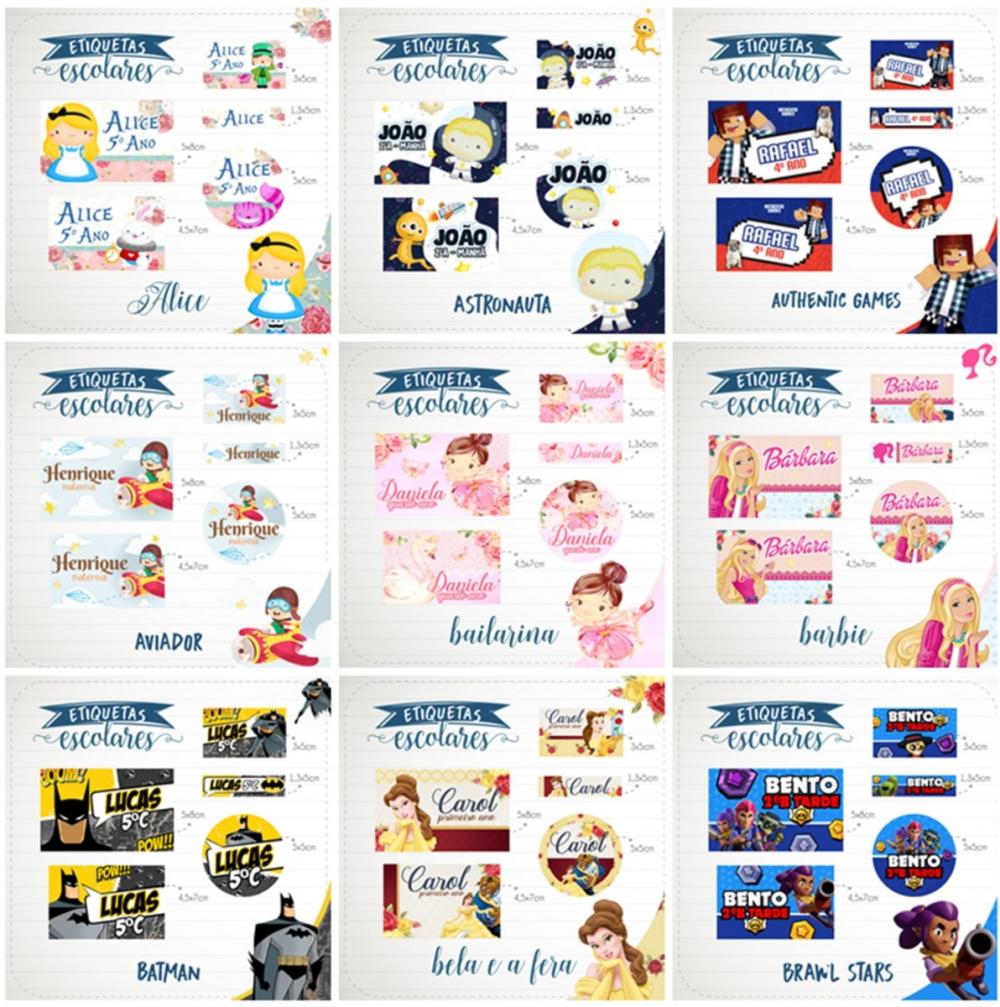 Arquivos Digitais Combo Etiquetas Escolar