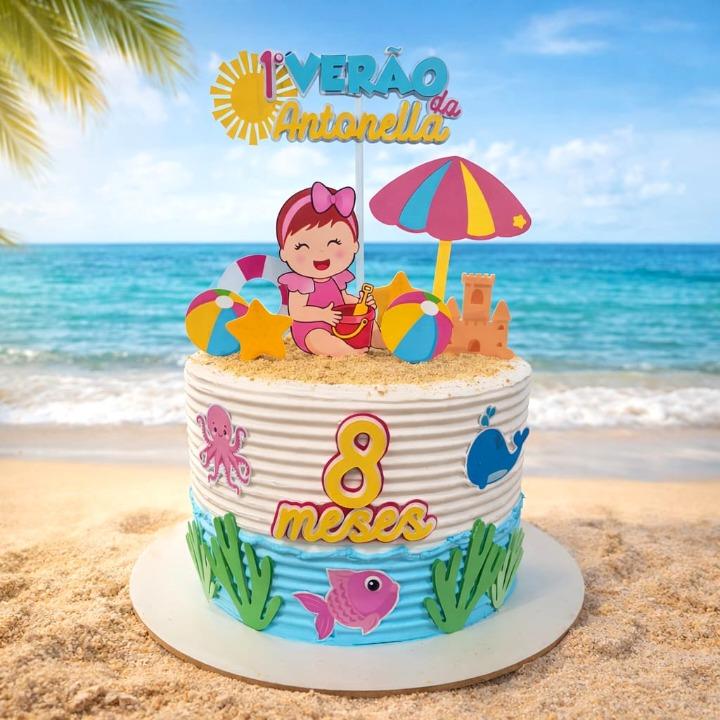 Arquivo de Corte Topo de bolo praia menina