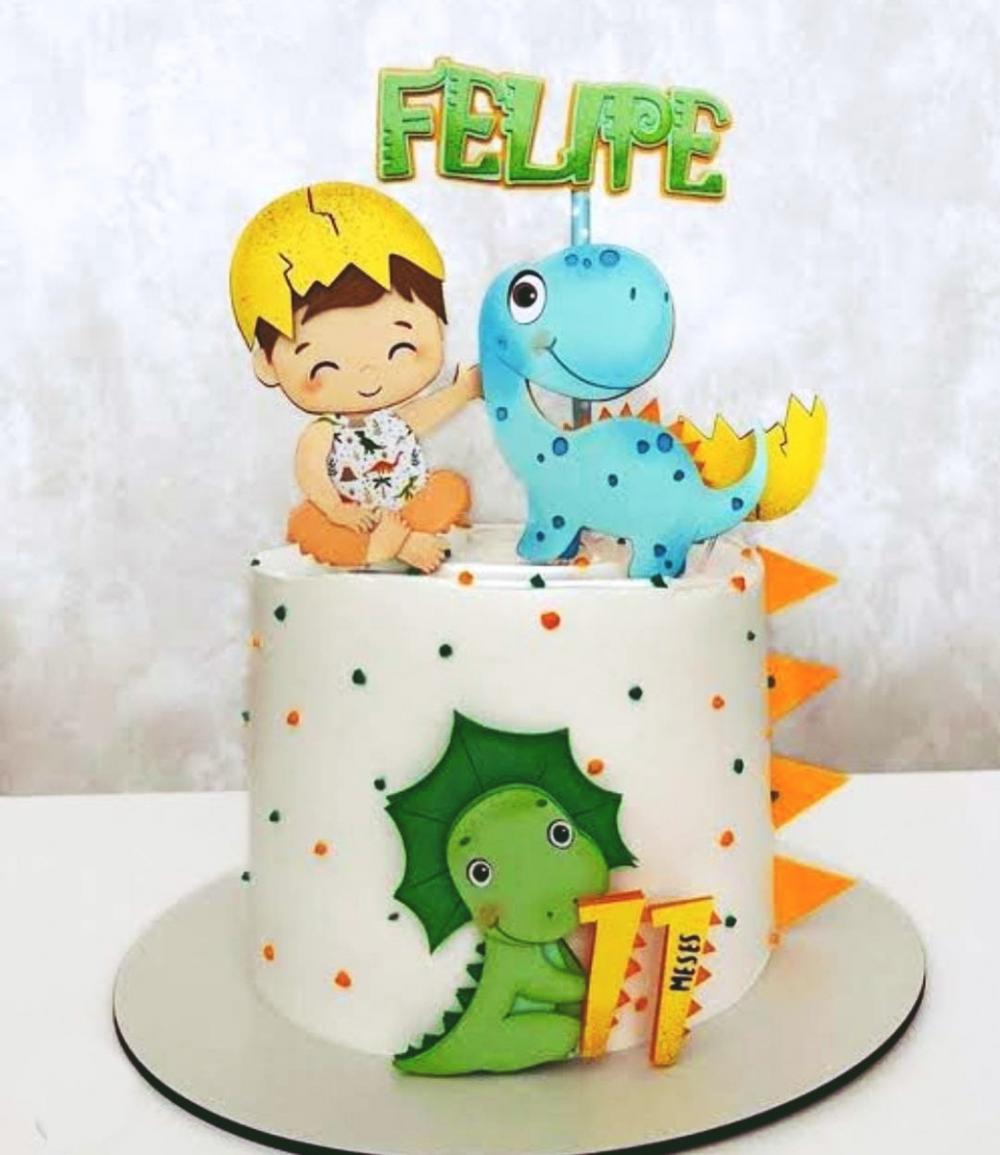 Topo de bolo dino baby menino