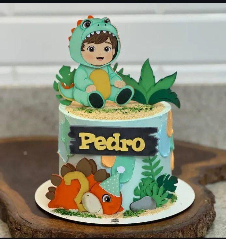 Topo de bolo dino cute menino